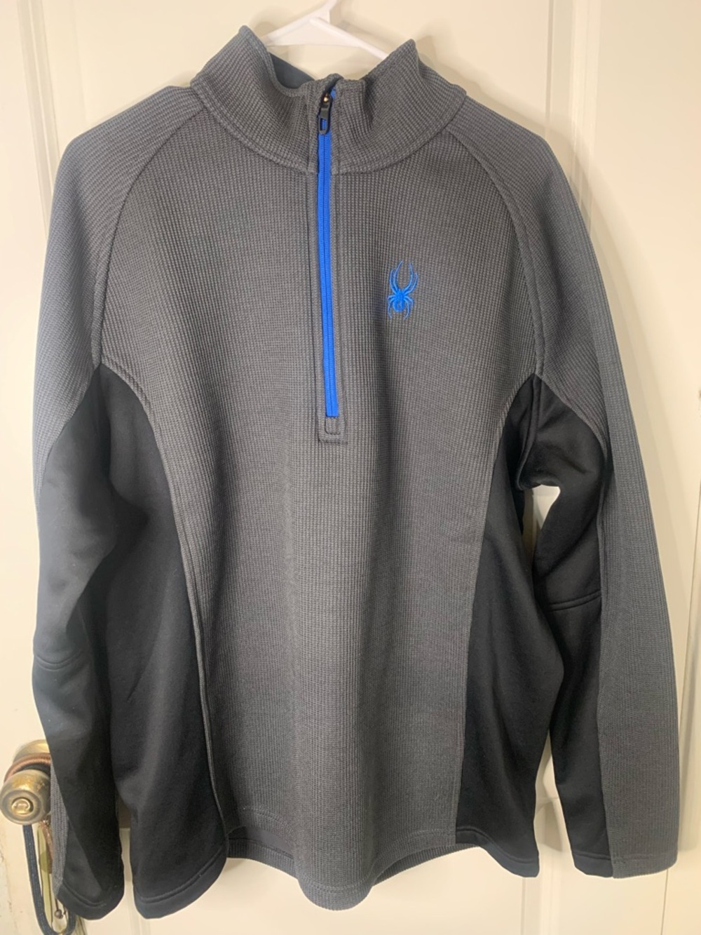 Spyder Gray and Black Quarter-Zip Pullover with Blue Trim